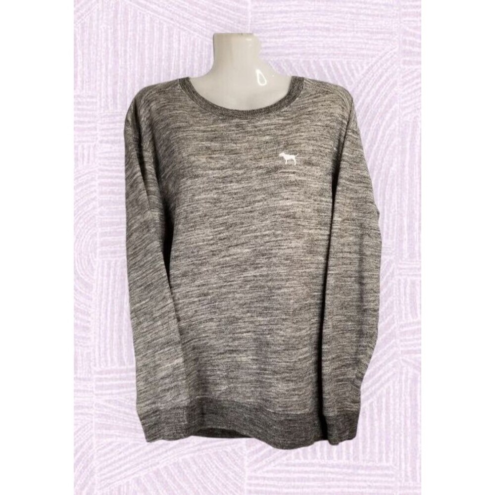 Victoria's Secret PINK Women's Sweatshirt Heather Gray Long Sleeve Size Small
